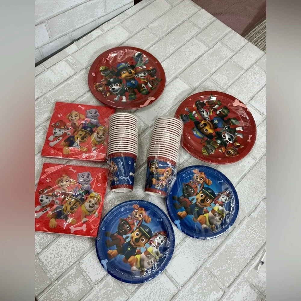 Paw Patrol Red and Blue Party Tableware Set